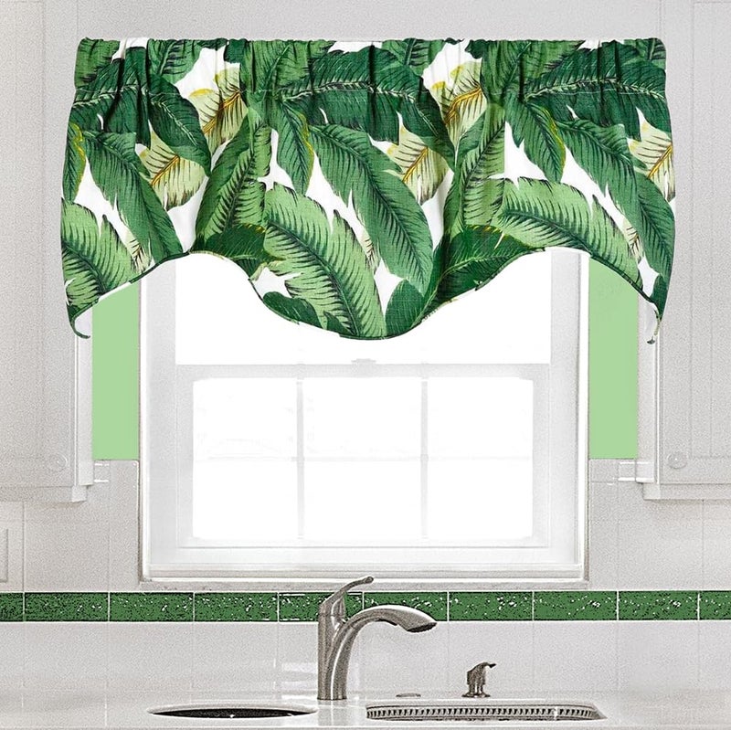 Decorative Things Window Treatments Valances Kitchen Living Room Swag Valence Short Curtains Tommy Bahama Fabric Rod Pocket Lined 53 Inches x 16 Inches - Image 2